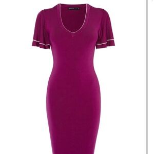 Karen Millen Magenta Knitted Midi Dress XS- As seen on TV